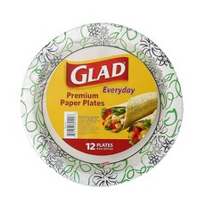 Glad 원형 일회용 종이 접시 기발한 꽃 패턴 - 튼튼하고 견고하며 흠뻑 젖지 않고 전자레인지 사용 가능한 장식 접시 저녁 식사 및 일상용 21.6cm8.5인치 50개