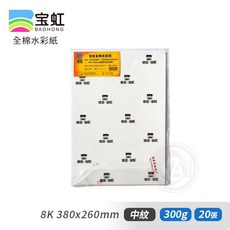 寶虹 學院級全棉水彩紙, 1個, 中紋300g(8K)20張/包