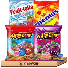 개별포장젤리 B세트 후르트텔라100g 멘토스미니150g 새콤달콤블루베리소다200g 새콤달콤포도복숭아200g 하리보 22g, 5개, 100g