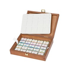 Schmincke史明克 貓頭鷹 專家級全塊水彩 24色木盒套組，德國製造，色彩鮮明飽和，專業繪畫首選