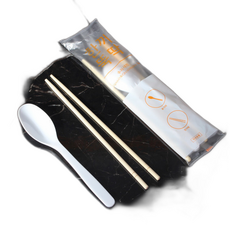 일회용 수저 세트 한끼뚝딱 OPP 170백색 숟가락+200둥근대나무 젓가락 100세트