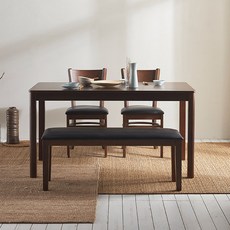[삼익가구]데일 4인용 원목 식탁세트(의자2+벤치1), 02.4인용(의자2+벤치1), 월넛, 일반 2 + 벤치 1