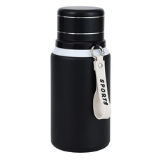 簡約運動保溫杯，SUS304不鏽鋼，長效保冷保溫，便攜茶水分離飲水杯, 1個, 黑色 800Ml