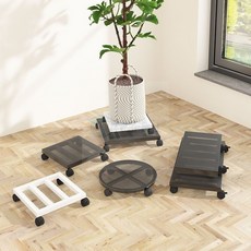 落地式萬嚮輪靜音輪移動花盆托盤 鐵藝加厚底座 特大號多功能正方形底座, 1個, 白色【靜音剎車萬嚮輪】,方形30*30CM