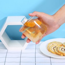 廠商260ml小扁瓶工廠直銷PET透明塑膠瓶創意飲料瓶一次性咖啡冷飲瓶, 1個, 260ml, 260ml