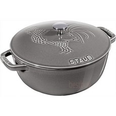 Staub 勾紋型公雞琺瑯鑄鐵鍋 24CM 鑄鐵鍋 圓鍋 燉鍋 多色, 石墨灰, 1個