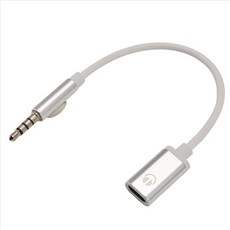 3.5mm type C 형 여성 오디오 케이블 코드 아날로그 오디오 잭 헤드폰 오디오 어댑터 MP3 플레이어 노트북 태블릿 C, 은, 1개, 은