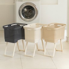 포밍 스탠드 접이식 빨래바구니 1개, 아이보리