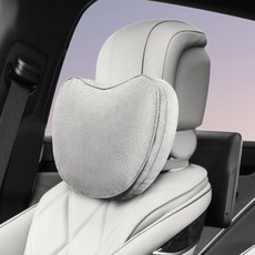 차량용 목쿠션 허리쿠션 프리미엄 스웨이드 누벅 듀얼 레이어 고탄성 메모리폼 숨쉬는 타공 원단 목 보호 쿠션 사계절 공용 통기성 타공 자동차 시트 등받이 쿠션, 1개, [크림 화이트] 목쿠션