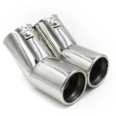 차량용 스테인레스 스틸 배기 테일 파이프 듀얼 머플러 팁 VW 골프 보라 제타에 적합 1 세트, 02 은, 01 CHINA