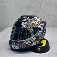 남녀 공용 고급스러운 레드 베놈 풀페이스 오토바이 헬멧 스타일리시한 아트워크와 모던 외장, 01 빠른, 06 XL, 07 Crazy Dragon