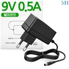 명호전자 9V 어댑터 DC 9V 0.5A 500MA 1A 2A 3A 아답터, MH01_9V 0.5A 벽걸이형, 1개