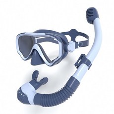 Halongwind兒童潜水面罩浮潜潛水鏡全幹式呼吸管游泳眼鏡三寶裝備, 深灰藍,潛水鏡+呼吸管
