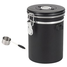 SHUNFA 304 스테인리스 커피 원두 밀폐용기 1.8L, 1개, 매트 블랙