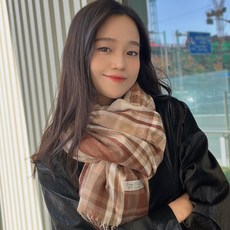 로로빈 체크 캐시 머플러 니트 목도리