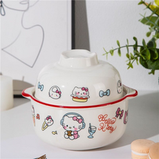 Hello Kitty 碗, 小貓泡面碗一套【面碗+蓋碗】, 1套