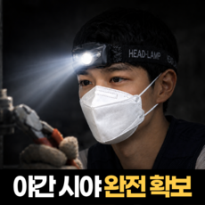 하루모음 최강밝기 4가지 조명모드 작업 등산용 헤드랜턴, 1개, 블랙