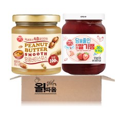 오뚜기 100% 땅콩버터 스무스 300g+라이트앤조이 당을 줄인 논산 딸기쨈 290g 각 1개씩, 1세트, 590g