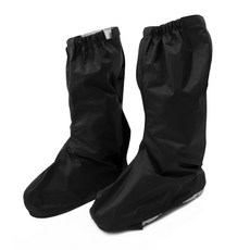 機車防水鞋套 防雨防滑靴套 腳踏車鞋套 鬆緊魔鬼氈設計 快速穿脫耐磨鞋套, 黑色