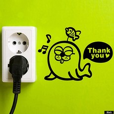 스위치스티커 블랙 바다표범 데코 간편소품 간편데코아이템 전기스위치스티커