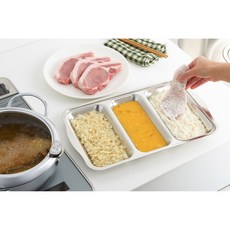 吉川 Yoshikawa 不銹鋼三連托盤 深型備料盤 日本製造 分隔備料盤 料理托盤, 1個, 銀色