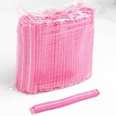 無品牌 一次性無紡布條形帽 網帽 廚房餐飲頭套 車間衛生帽 防塵防掉髮, 1個, 常規19粉色. 2個