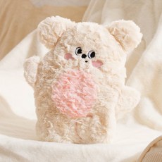 可愛卡通熱水袋學生宿捨用大號灌水暖水袋敷肚暖宮衝水暖手寶, 跳躍小熊米白色 【可插手】500ml, 1個