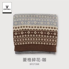 體溫魔術師 莫蘭迪混紡柔感圍脖 MIT台灣製 保暖脖圍 秋冬素色時尚圍巾, 菱格碎花-咖, 1個
