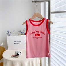 女童無袖背心 莫代爾撞色冰絲上衣