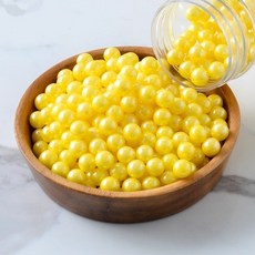 옐로우 단색 컬러 진주 아라잔 7mm 스프링클 케이크 데코 장식 130g, 2mm