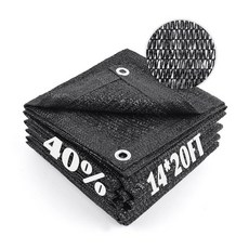 Cool Area 90% 햇빛 가리개 천 메시 방수포 그로밋 포함 식물 커버용 6.1x14.6m(20x45피트) 파티오 캐노피 정원 퍼걸러 블랙하우스 자동차 헛간 켄넬 그린, 40% 쉐이드-블랙, 14FTx20FT