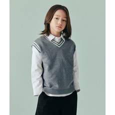 무신사 스탠다드 MUSINSA STANDARD KIDS 오버사이즈 프레피 니트 베스트 [미디엄 그레이] MKCWV3Z03-MR 379766