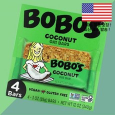 보보스 오트 바 코코넛 4바 각 3온스 85g Bobo's Oat Bars Coconut 4 3oz Each