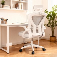 Takata 사무실용 메쉬 학생용 컴퓨터 의자 경량형 헤드레스트 포함 의자 WY3Z, 연회색