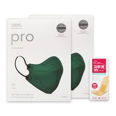 아에르 프로 그린 중형 방진마스크 컬러마스크 +밴드골드플러스(BANDGOLD+)(벤잘코늄염화물반창고(1회용)), 그린 중형 10매 x 2박스 +지우개밴드 10매