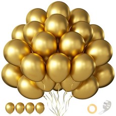 CVPARTYON 골드 풍선 60피스 메탈릭 30.5cm 12인치 가랜드 아치 생일 파티 베이비 샤워 브라이덜 크리스마스 장식 1895641, 메탈릭 골드.