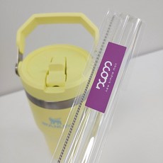 스탠리 아이스플로우 스트로 텀블러 호환 유리빨대 2p+청소솔, 1세트, 887ml, 플립 2.0 투명