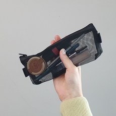 투명 망사 메쉬필통 파우치 소형 블랙muj9+2MkG