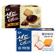해태 샌드에이스 204g (찐초코+우유크림), 1세트, 408g