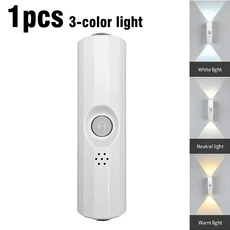 LED 모션 센서 야간 조명 USB-C 충전식 조절 가능한 벽 침실 복도 옷장용 무선 스틱온 램프, 04 1pc-3-color lights, 1