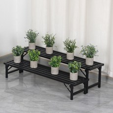 접이식 철제 화분 정리대 스탠드 받침대 다이 베란다 식물 화분선반 계단식, 1개, 블랙