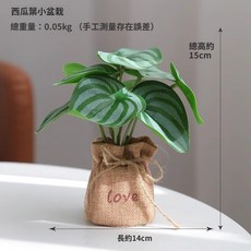 仿真綠植盆栽 擺件 裝飾品, 1個, 西瓜葉小盆栽