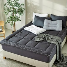 bobohome 舒適好眠防滑Nup加厚床墊上層墊, 炭灰色