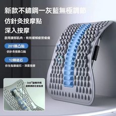 升級加寬加大頂腰神器 專業級腰椎牽引拉伸器 秒解久坐痠痛 矯正骨盆前傾 深度開腰 瑜伽拉伸腰 頂腰, 第二代不鏽鋼支撐安全承重200kg-灰藍