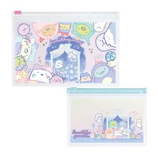 San-X 角落生物 幽靈樂園系列 雙面圖案夾鏈收納袋 小怪獸 兩入組 可愛圖案設計 輕巧方便攜帶, 1個