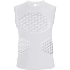 HolyElks 청소년 패딩 보호 셔츠 가슴 늑골 보호대 하트 가드 셔츠 야구 축구 페인트볼용 옐로우 청소년-L 450643, 흰색 450643