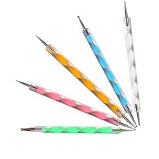 LIKENNY 도트펜 네일아트 양쪽용 도트 스틱 네일 브러시 네일 아트 펜 네일 도트 펜 네일 아트 도구 도구 점묘 도구 도팅 펜 매니큐어 도구 장식 도구 네일용품 5개 세트