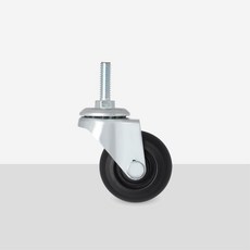 AXL兩分半螺絲牙腳輪 TPR靜音輪 鐵架萬向輪 搭載精培輪子 台灣製造 推車層架適用, 1個, 5/16x25mm 活動輪(單精培), 黑