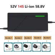 42V 54.6V 58.8V 67.2V 84V 2A 3A 5A 리튬 배터리 충전기 스마트 IC 팬 냉각 36V-72V 전동 스쿠터용 CE 인증, 02 5A, 03 번들 3, 03 14S 52V Charger