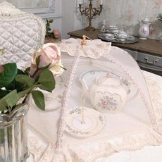 歐式蕾絲菜罩 (70cm) - 浪漫餐桌防塵罩/食物蓋罩, 杏色, 1個